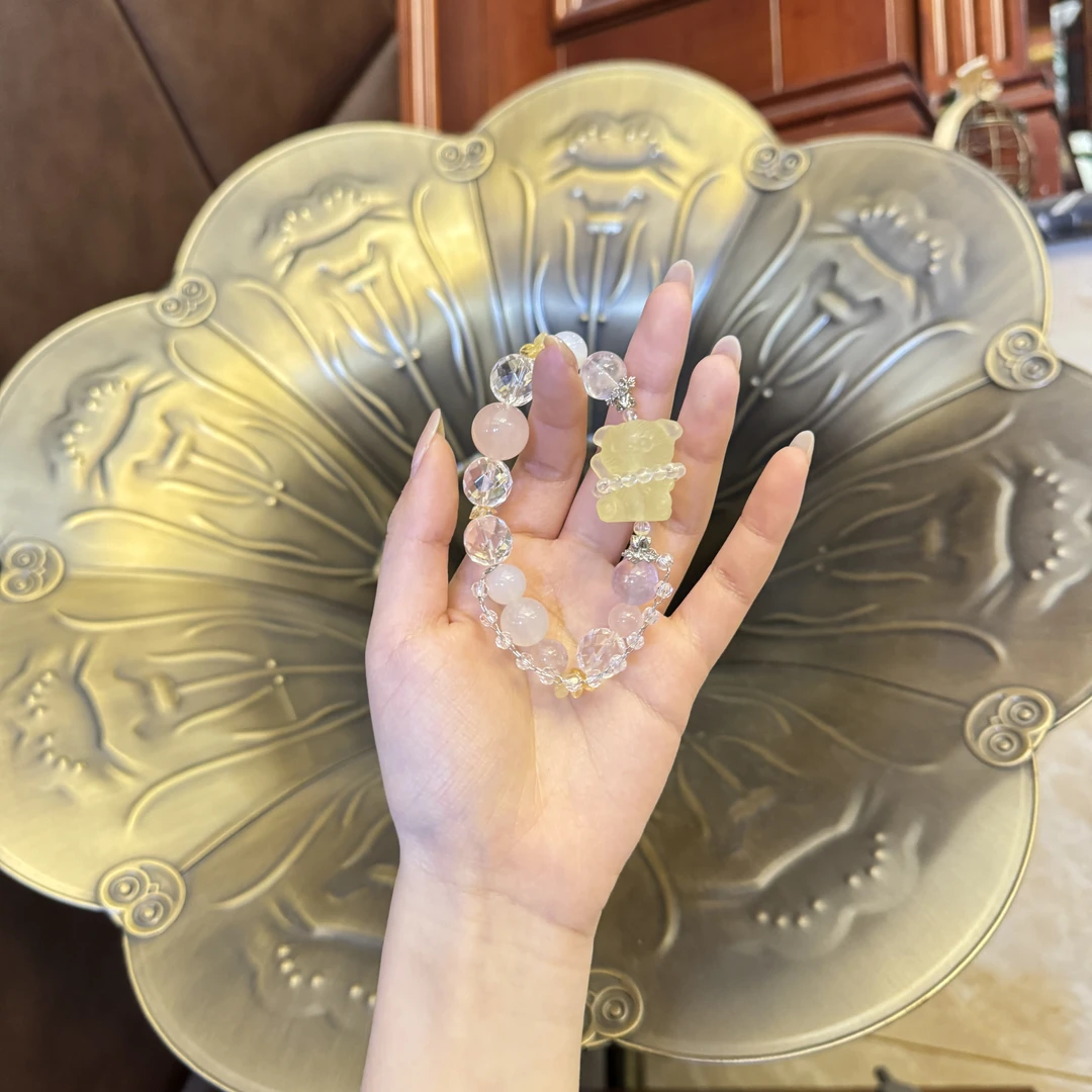 源源手作*黄水泰迪熊手串F3-3