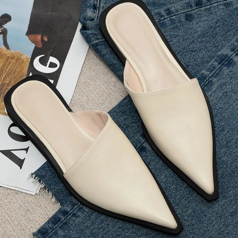 【维米克设计师版】明星同款懒人需求~尖头百搭包头半拖鞋女外穿