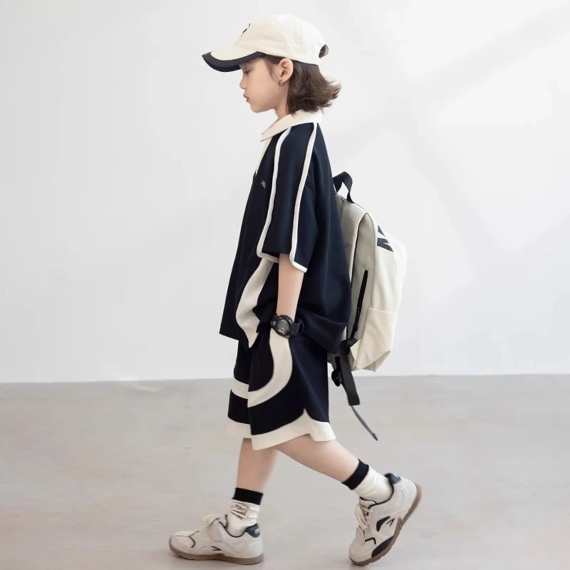 MK&UR.BV男童夏装套装2025新款中大童装时髦薄款夏季两件套潮酷