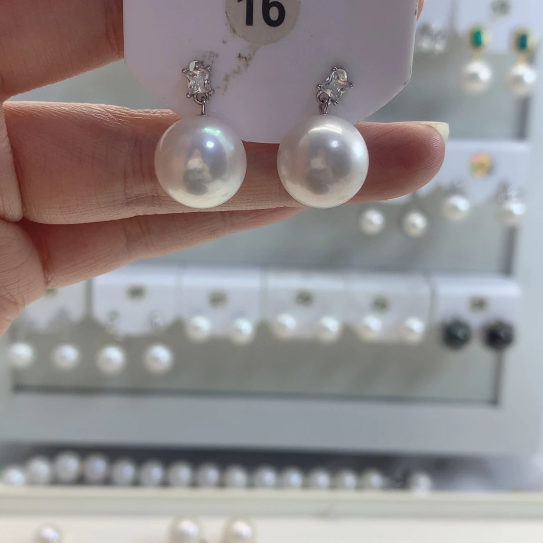 淡水珍珠耳饰银S925镶嵌