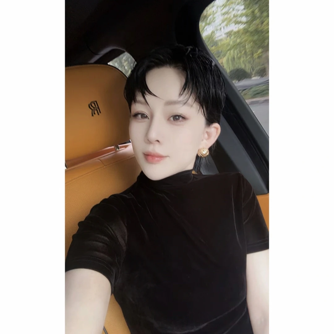 JING秋季《万人迷丝绒高领》2025888纯色短袖T恤舒适百搭高领上衣女