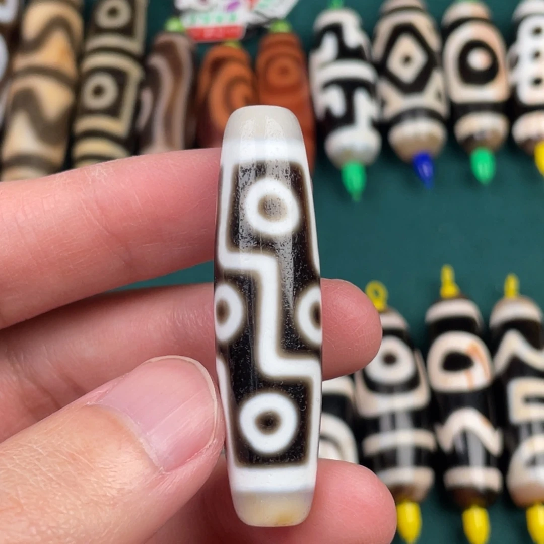 玛瑙/玉髓（覆膜）裸珠48 12.5 机工渗透工艺九眼图腾