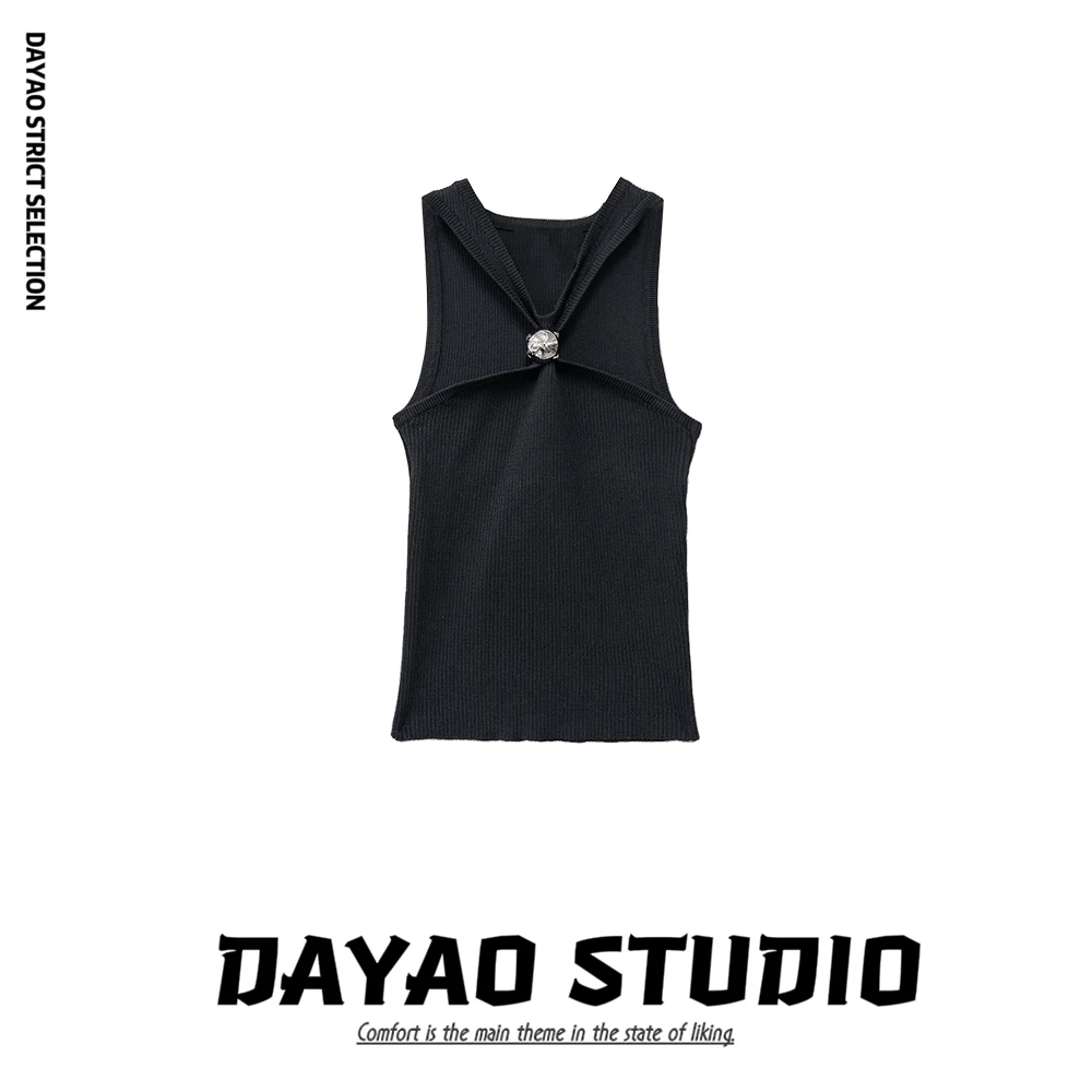 DYA105【挪威森林】 交叉针织吊带时尚气质显瘦上衣