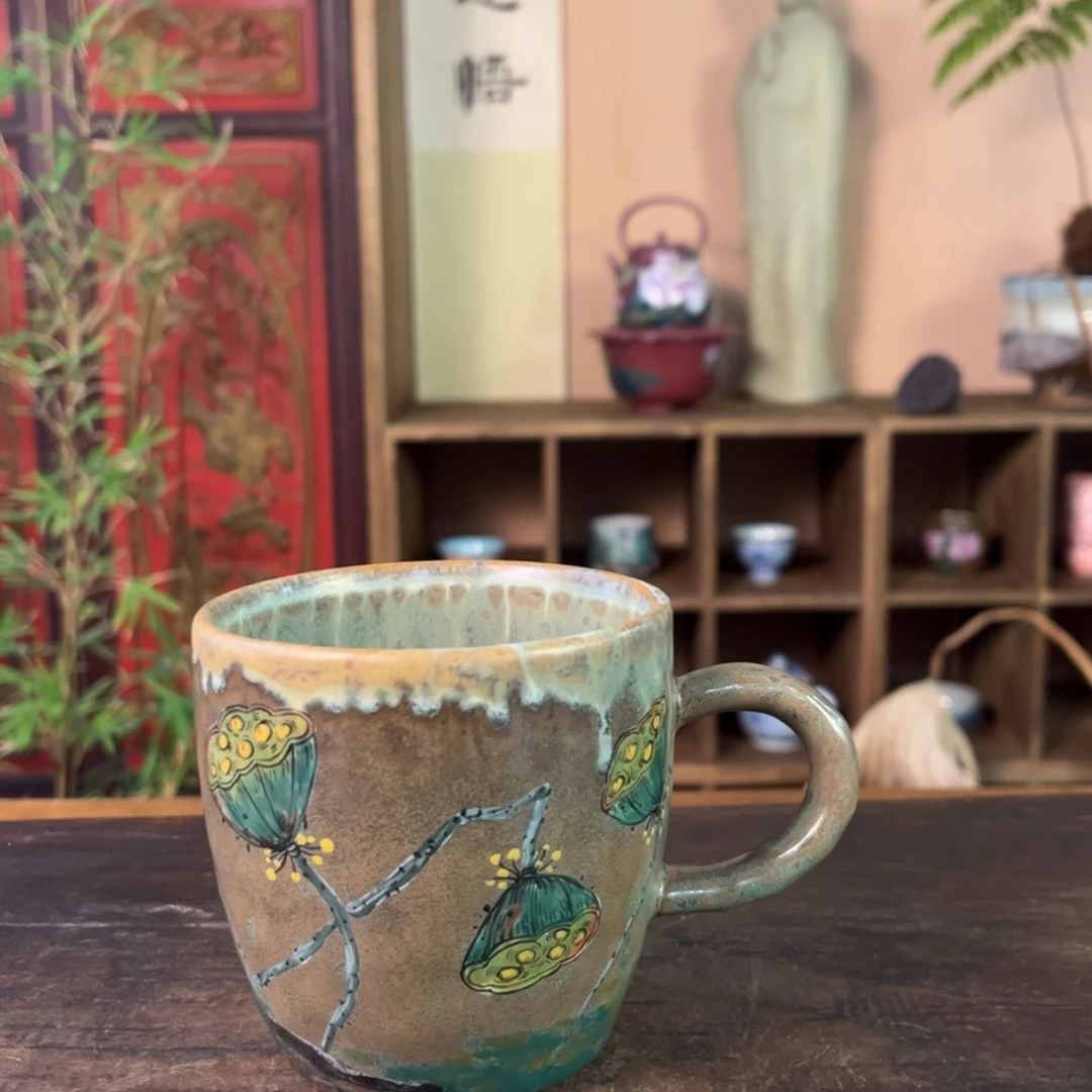 杯柴烧手工手绘陶瓷