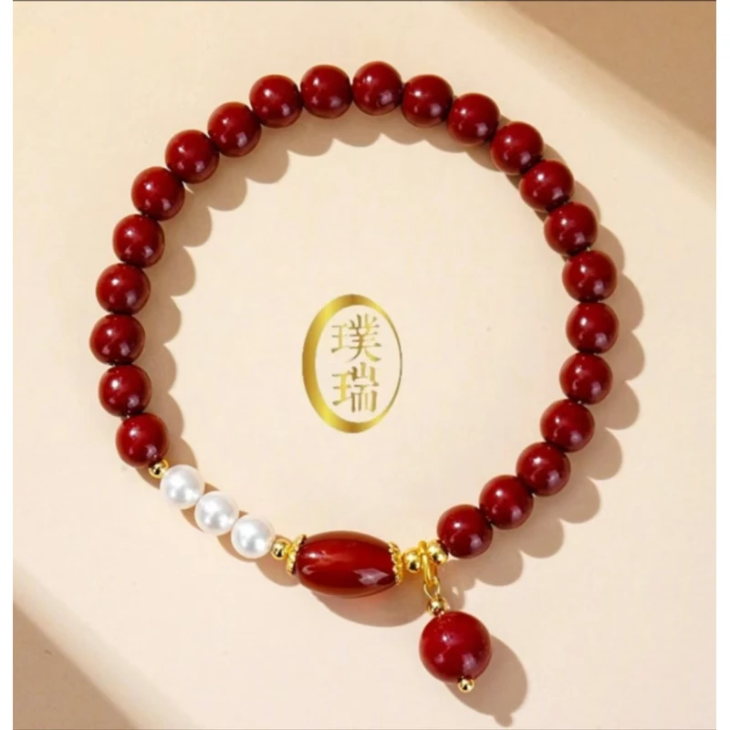 含辰砂工艺品含辰砂朱砂单圈隔珠红玛瑙手链 多样性发一SL552