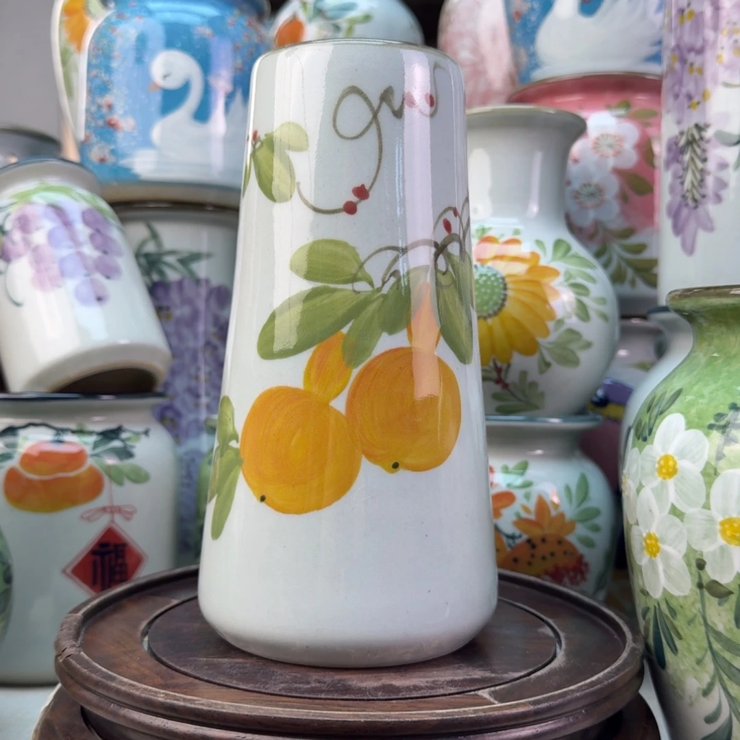 景德镇陶瓷手绘花瓶无孔