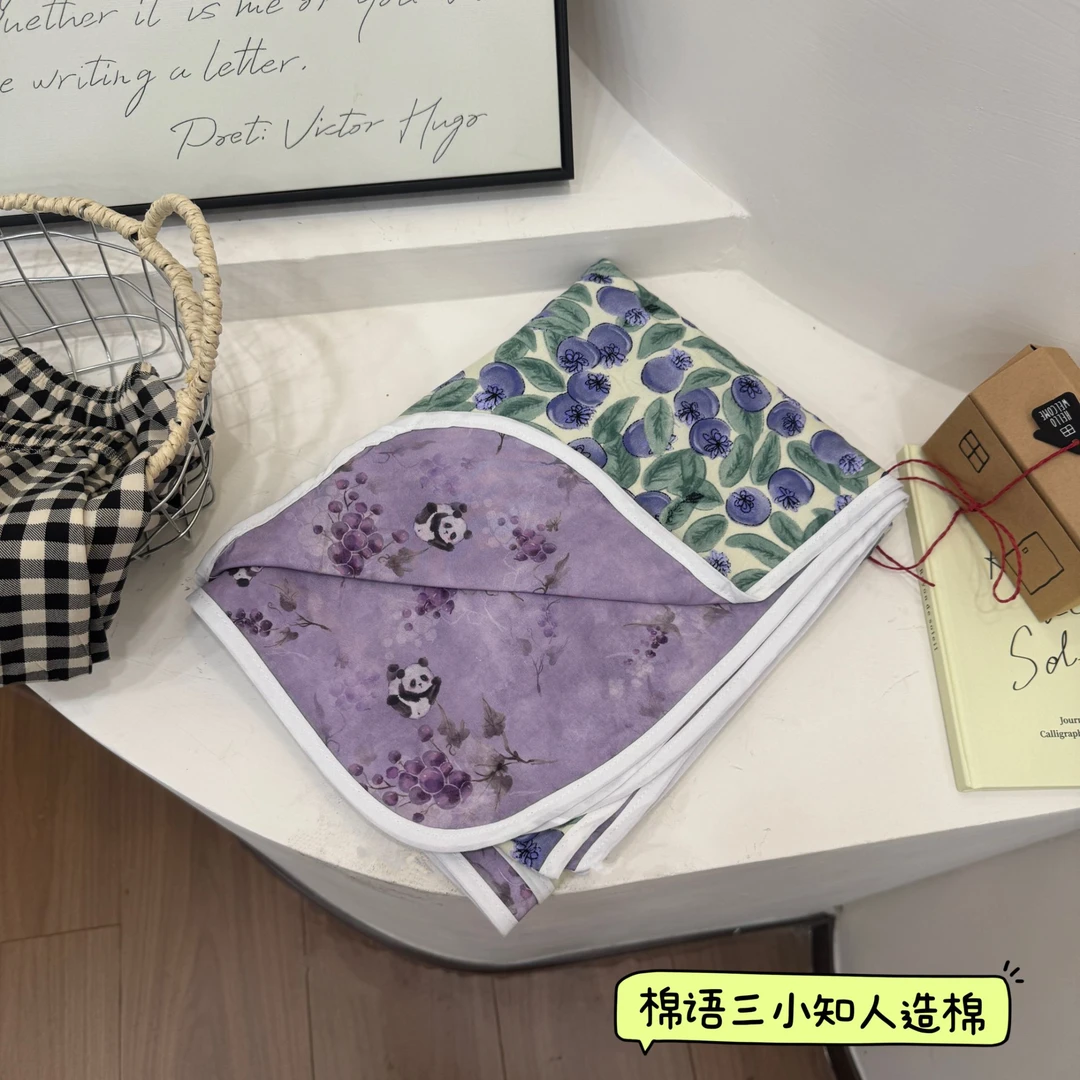 【三小知】绵绸人造棉盖毯幼儿园办公室盖毯午睡毯透气轻薄双层