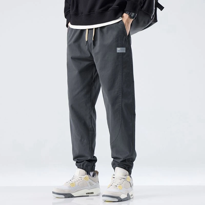 2025秋冬仿棉男士休闲裤秋款宽松潮流百搭哈轮束脚裤运动九分裤子