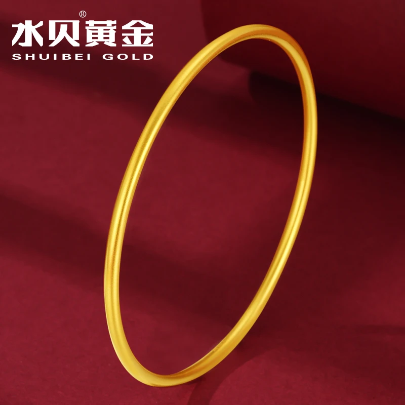 【水贝黄金】黄金手镯古法足金999厚壁中空手镯送礼老婆妈妈礼物