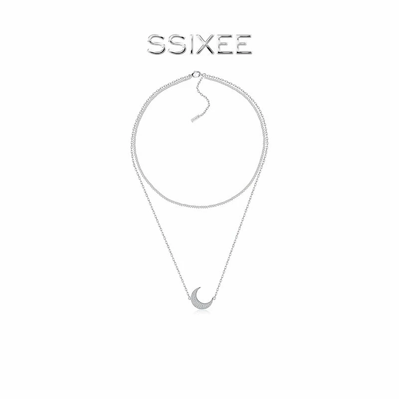 合金项链 SSIXEE 星宇系列闪钻月亮叠戴双层项链