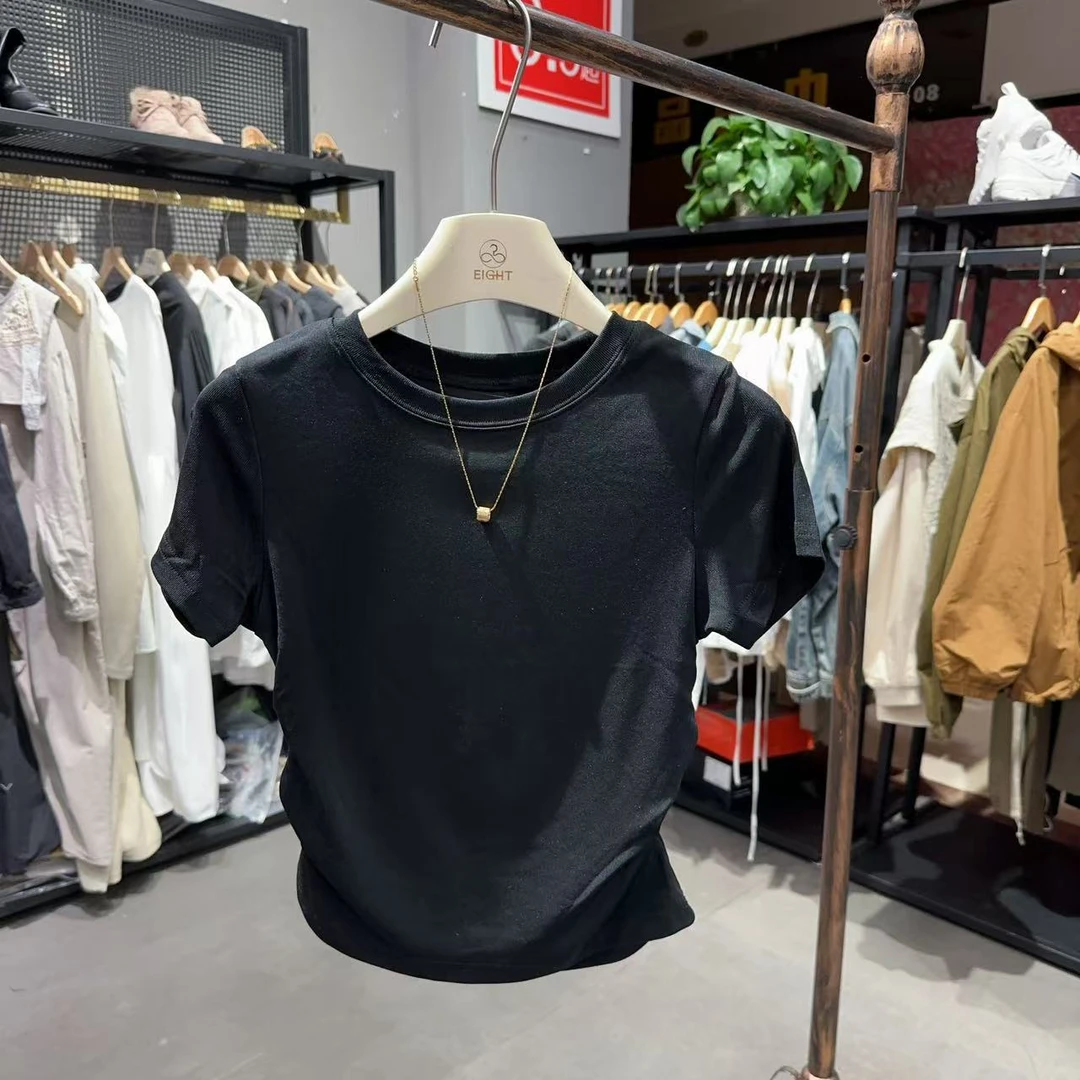 抗皱短袖圆领T恤非凡领域短袖不规则夏季气质时尚半袖黑色