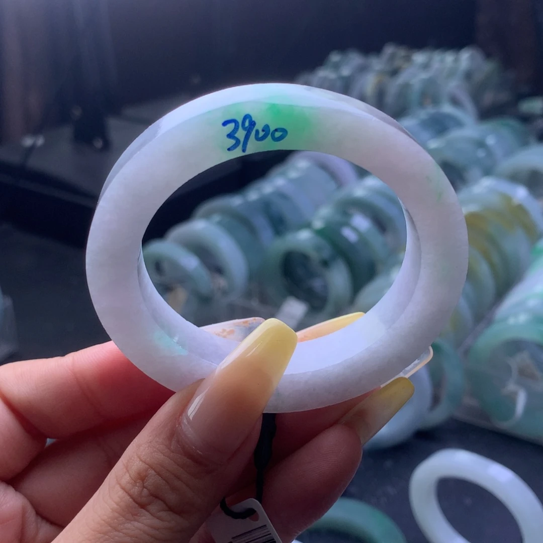 定制翡翠未镶嵌白底青贵妃54-57+