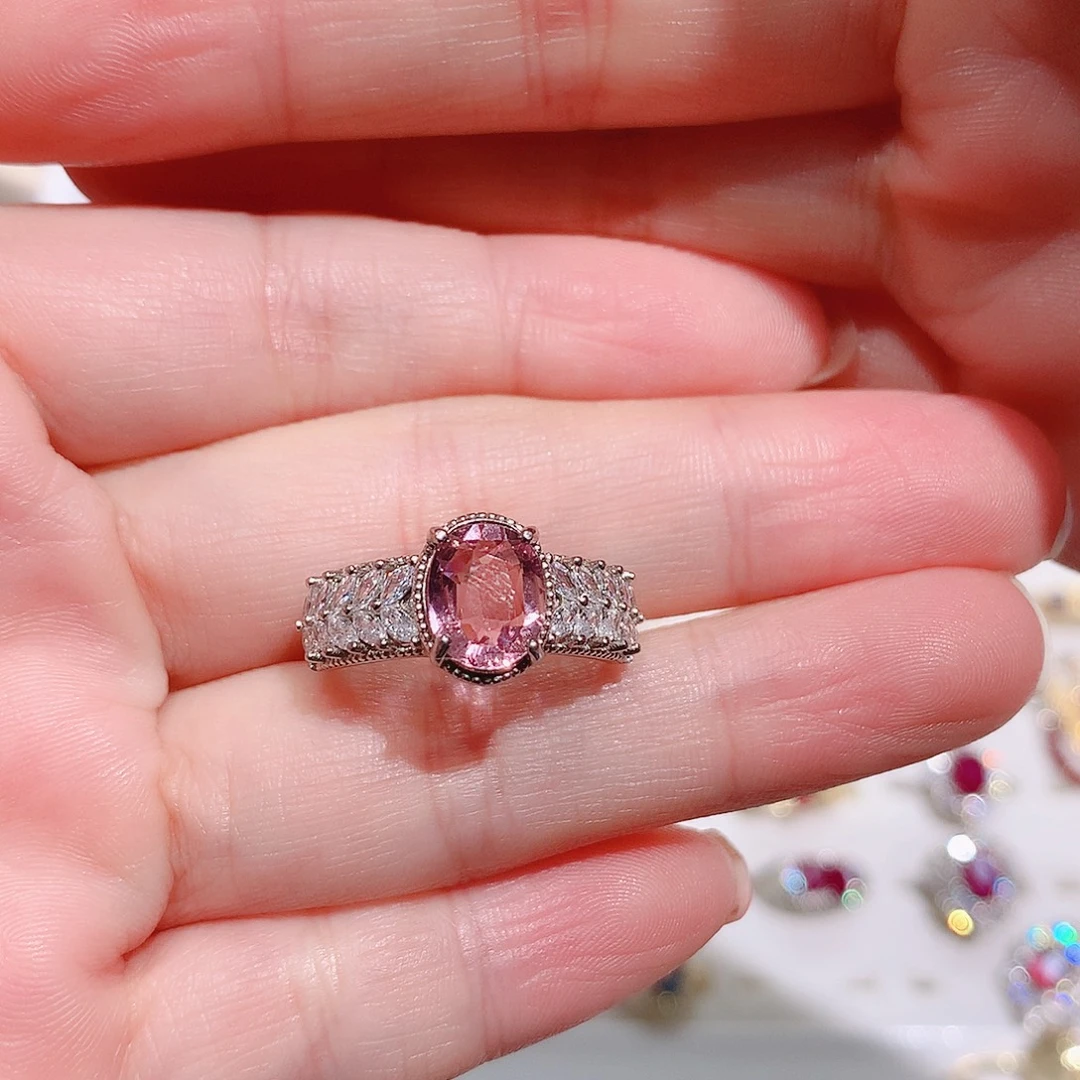 碧玺戒指银S925镶嵌