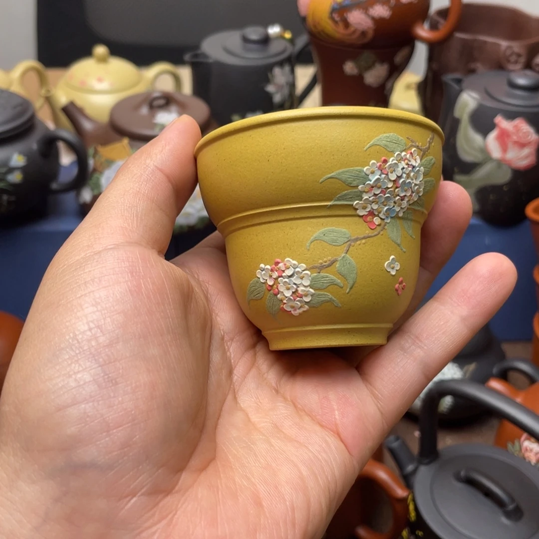紫泥茶杯紫砂主人杯80cc