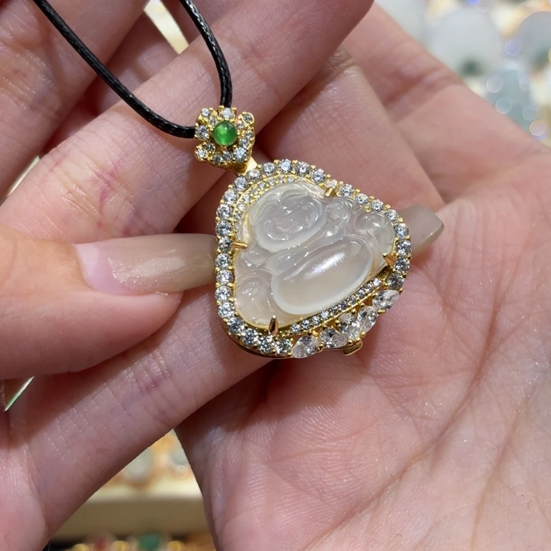 翡翠银S925镶嵌颈饰吊坠