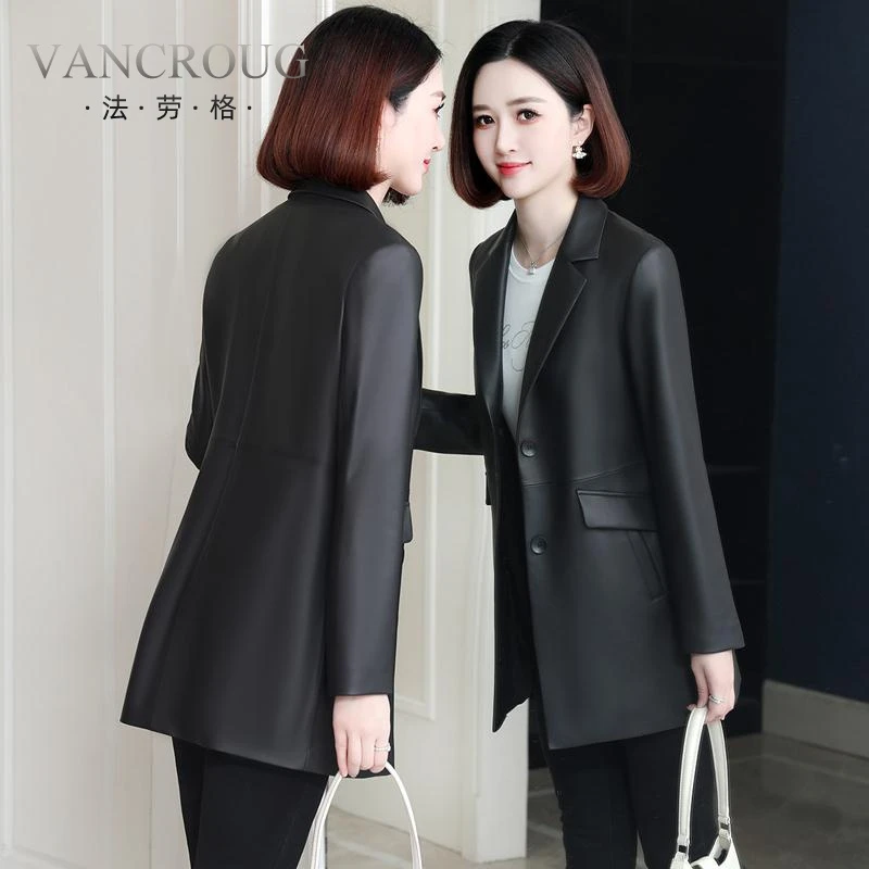 法劳格真皮皮衣女2025春秋季新款修身显瘦海宁绵羊皮西装风衣外套