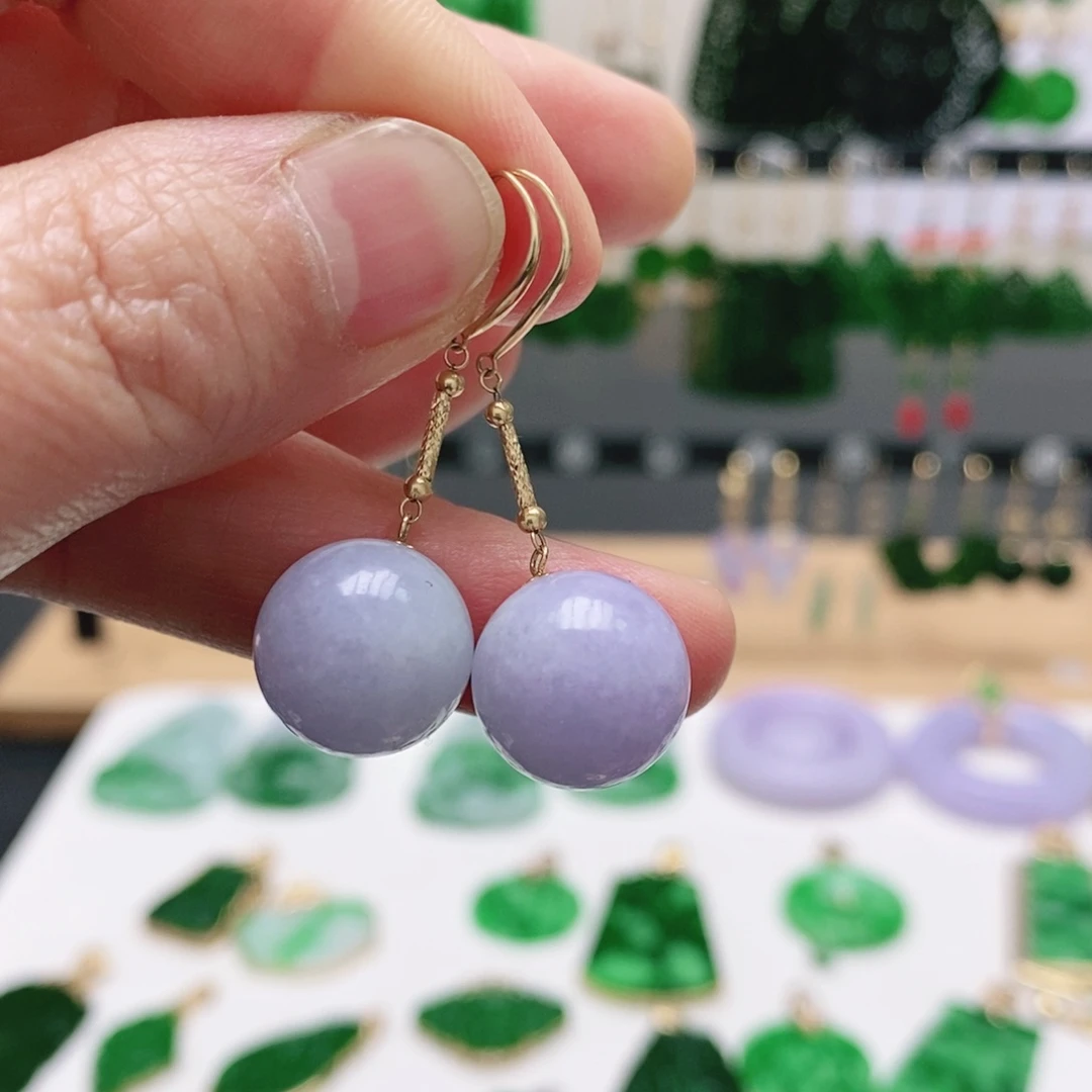 翡翠18K金镶嵌耳饰耳饰