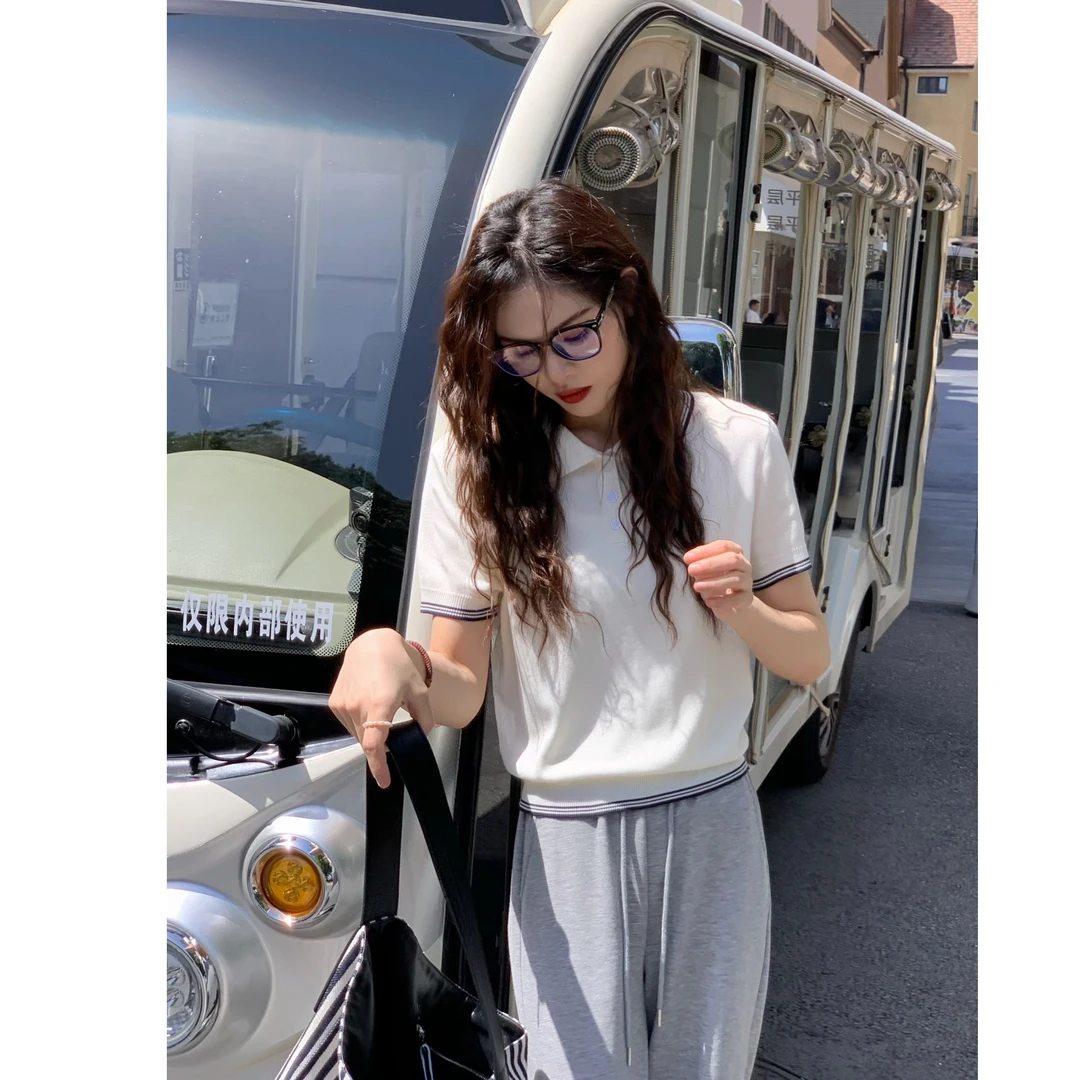 2025年夏季新款莱塞尔Polo衫翻领洋气百搭显瘦修身上衣