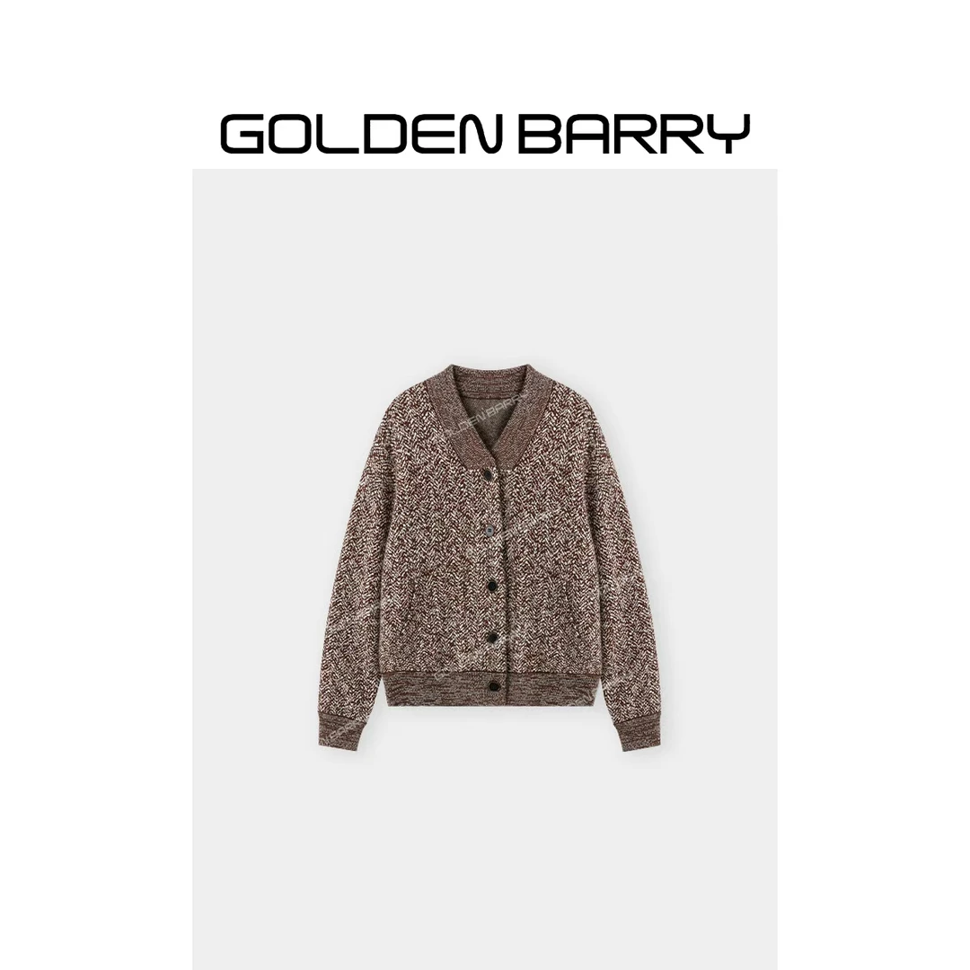 GOLDENBARRY|241275“时光扣合”花纱拼色羊毛开衫