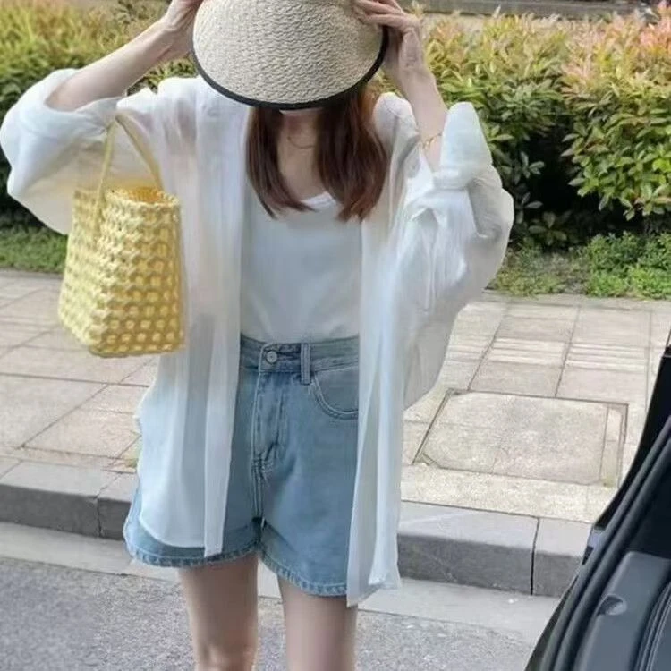 设计感小众连帽薄款衬衫防晒女2025夏薄款开衫外搭松弛感外套上衣