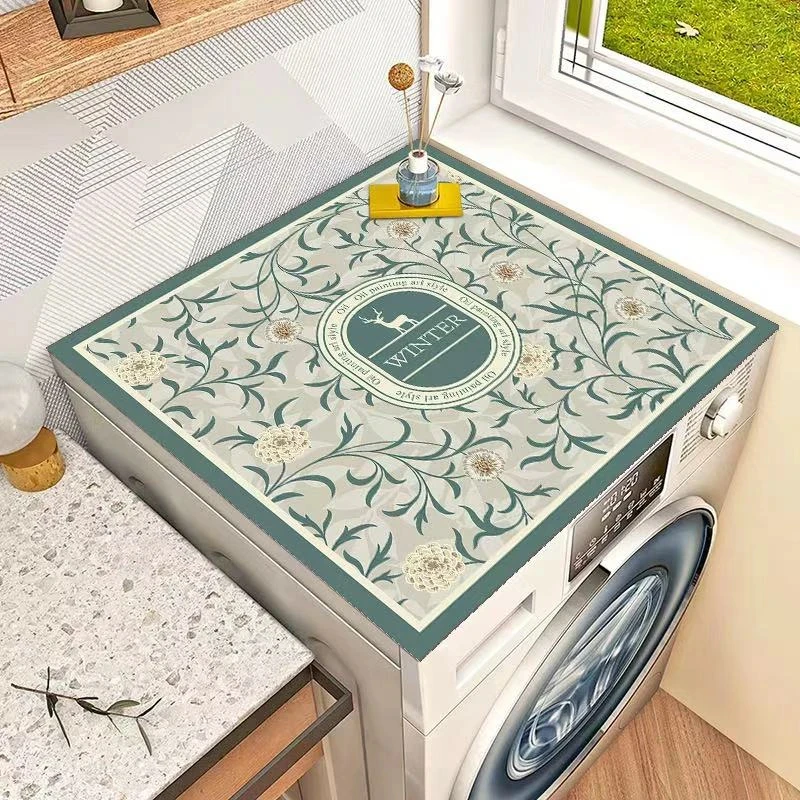 北欧滚筒洗衣机防尘罩家用冰箱床头柜防尘垫微波炉隔热防滑垫zy