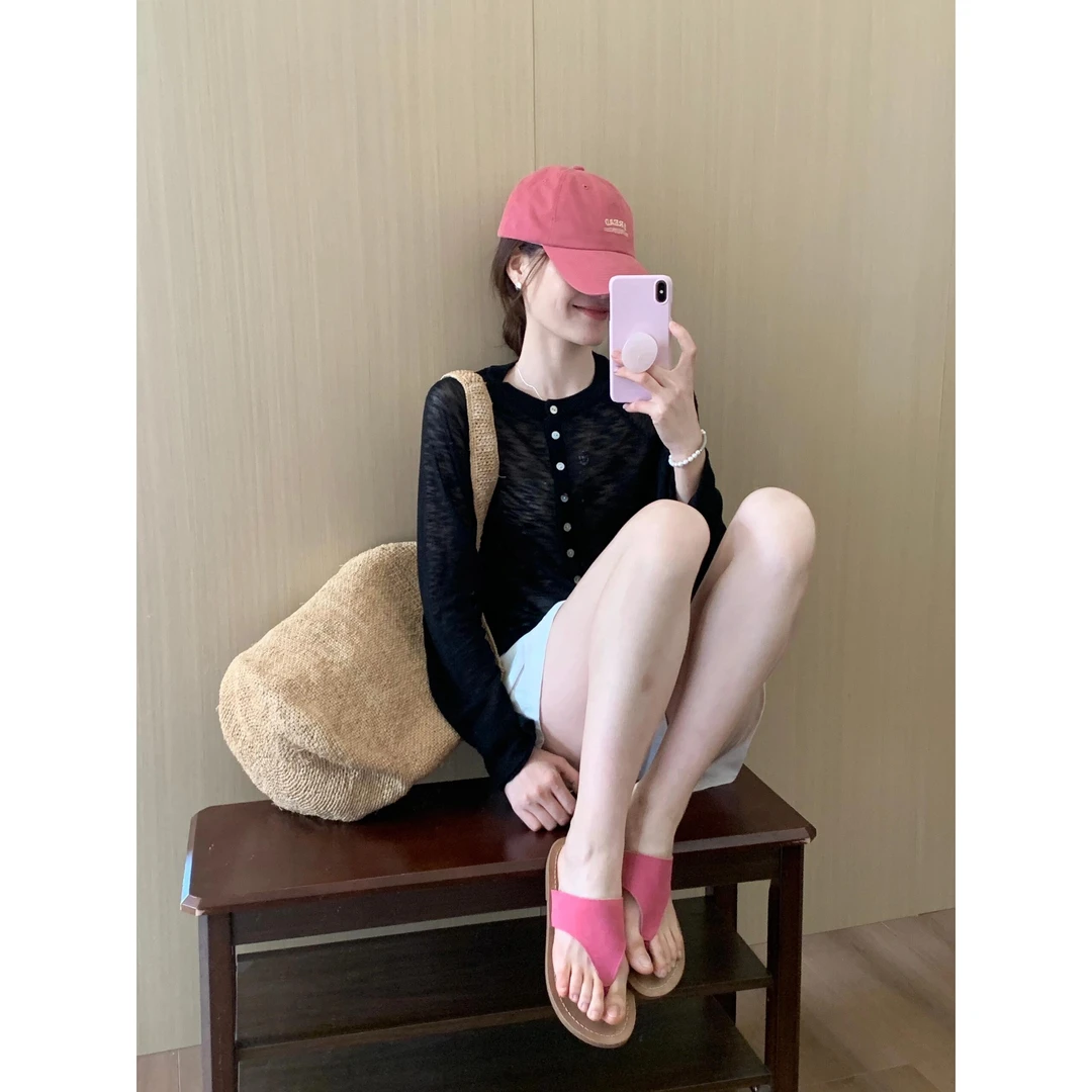 时尚休闲薄款宽松开衫女夏季2025新款设计感小众复古长袖外套套装