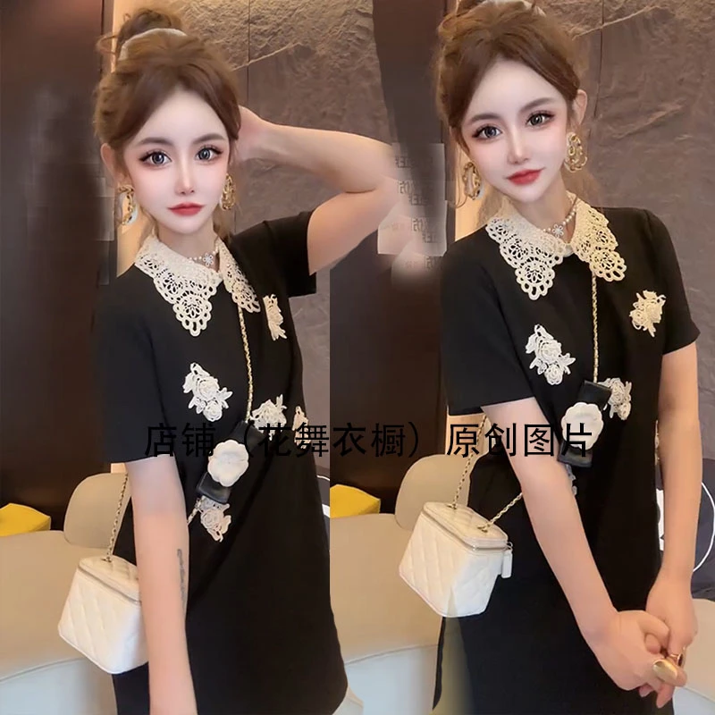 韩系氛围感独特绝美收腰长裙高级感风情万种时尚黑色连衣裙女早夏