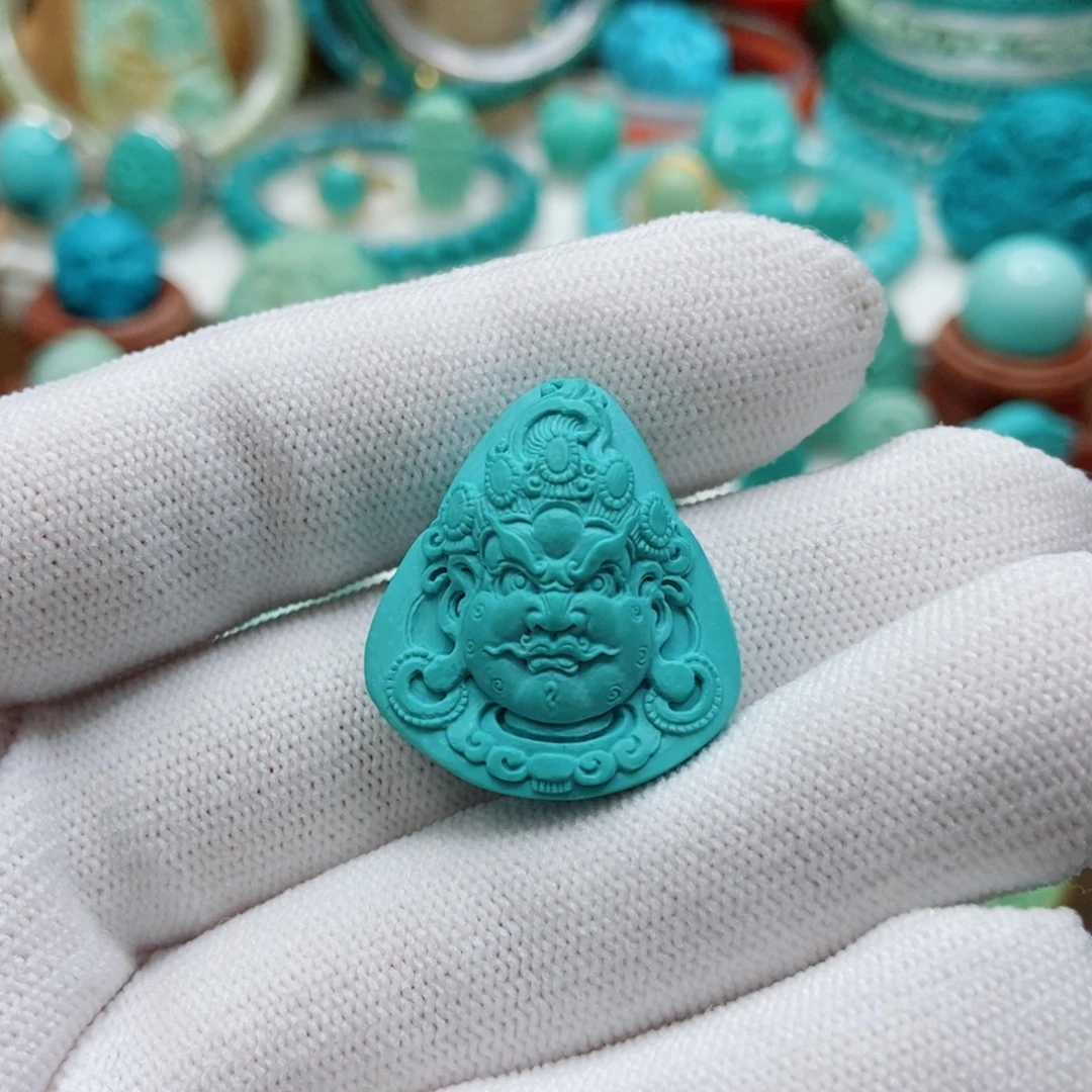 绿松石未镶嵌黄财神