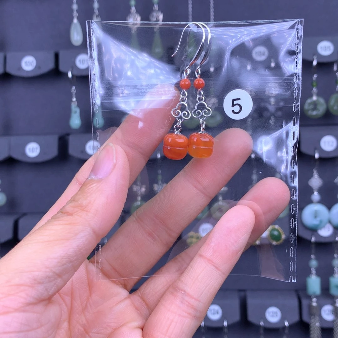 南红玛瑙耳饰银S925镶嵌?*?