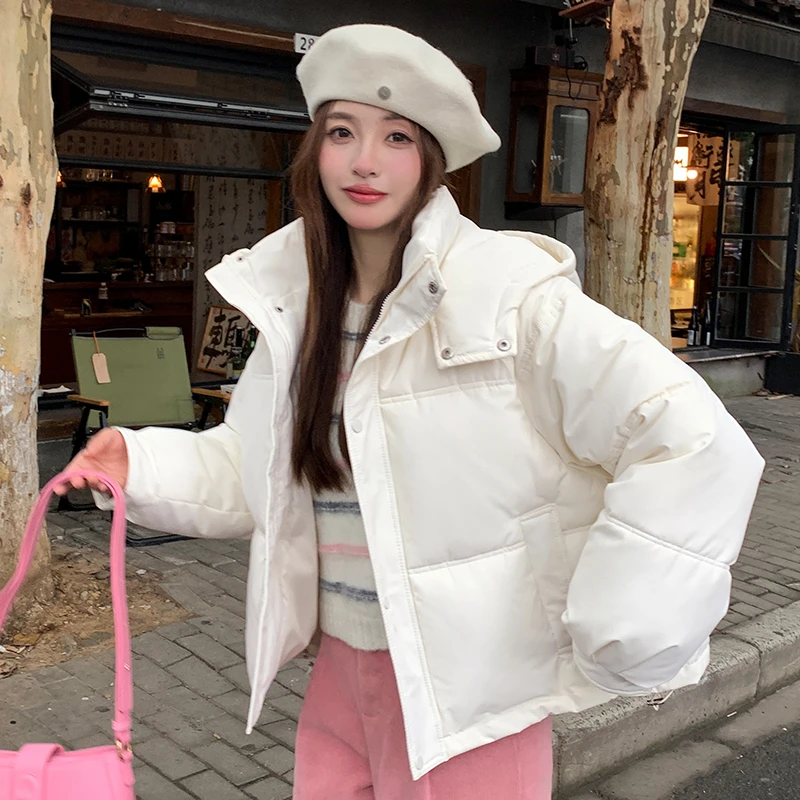 2024新款棉服女冬加厚面包服连帽短款宽松棉衣