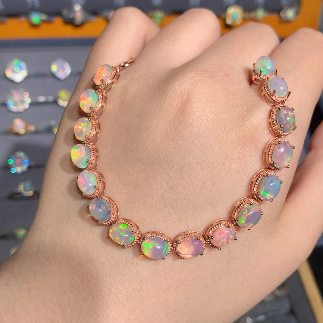 银S925镶嵌欧泊欧泊手链y