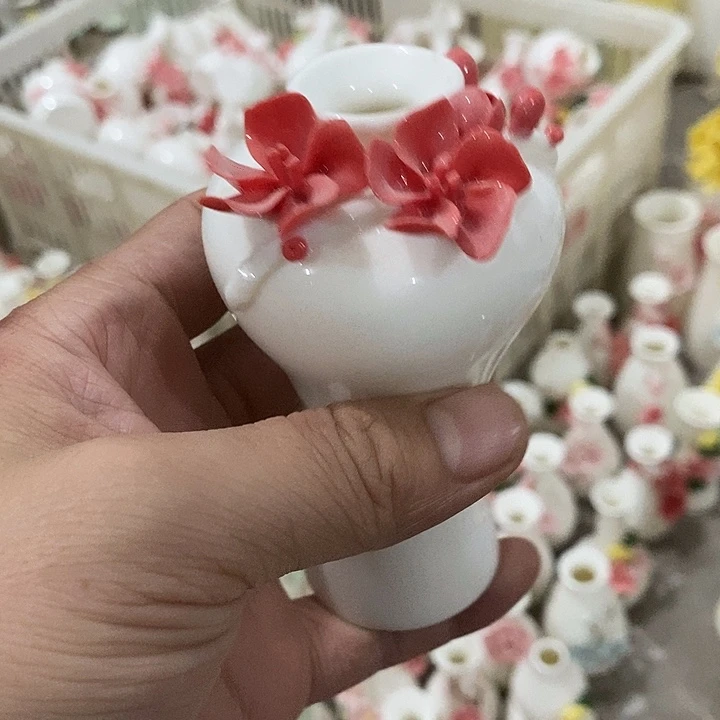 瓷片纯手工陶瓷花摆件瑕