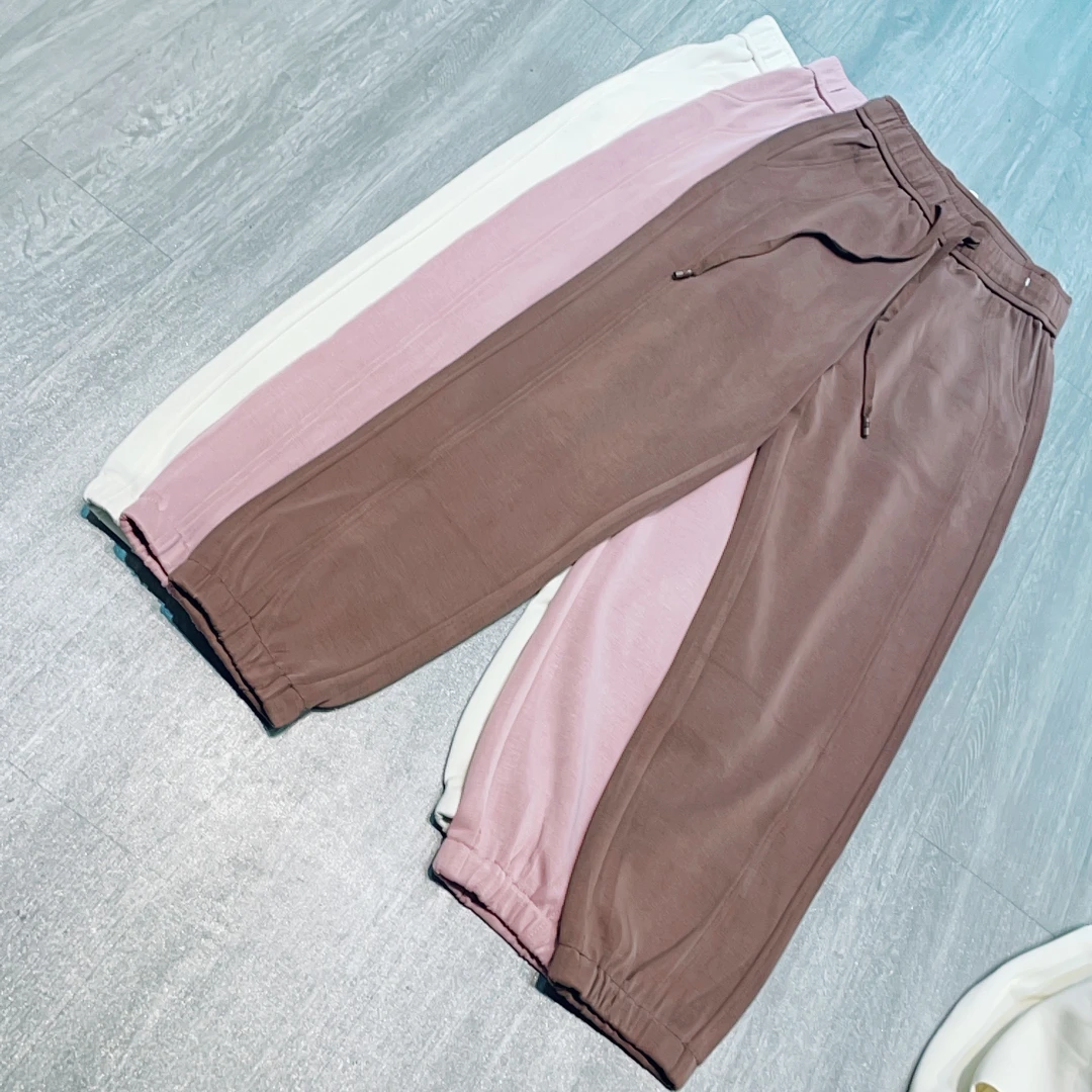 纹理抽绳休闲九分束脚裤（瑕疵品）-果梓19