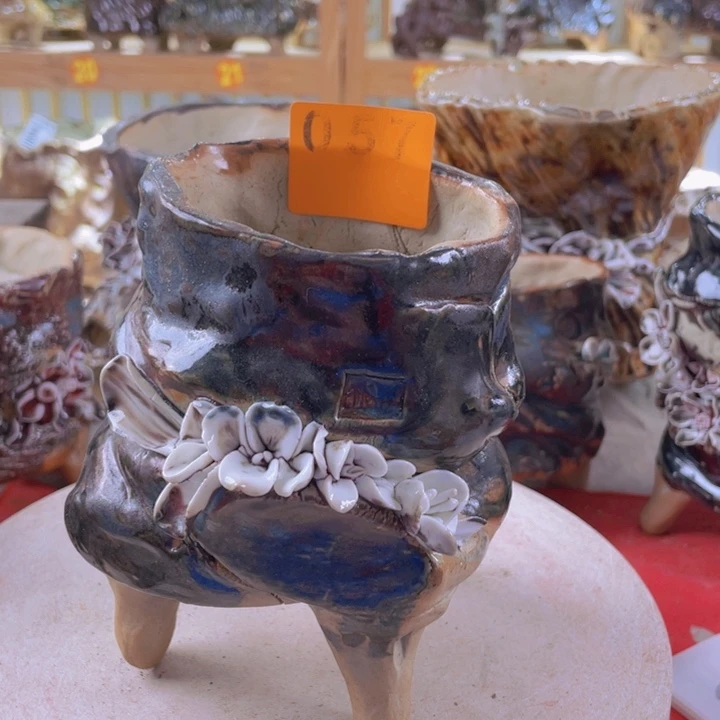 紫砂花盆景德镇陶瓷057瑕疵