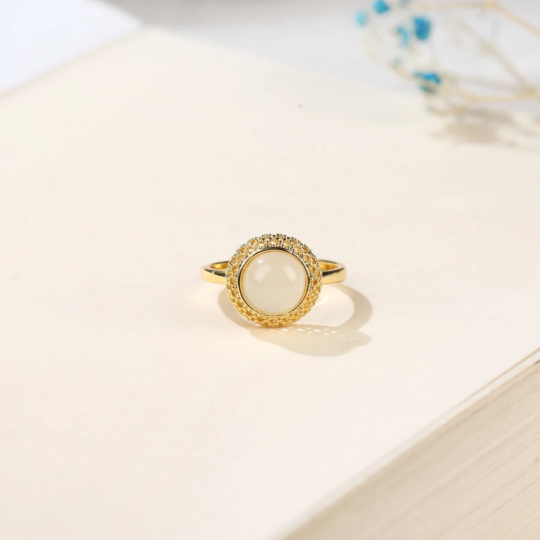 【麦子家族秋季特惠】天然和田玉戒指百搭可调节 ETF1023