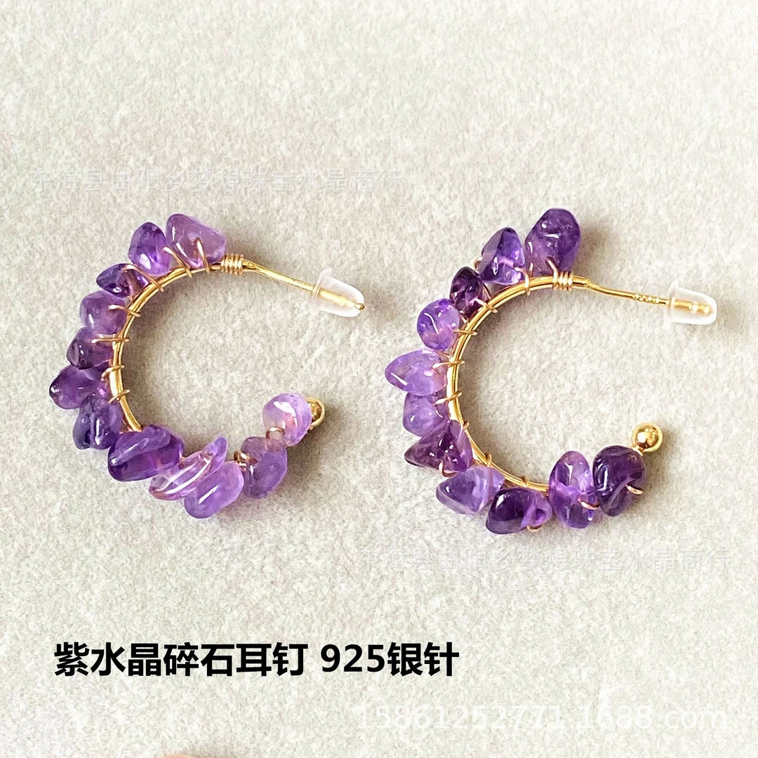 925银玻璃耳饰 玻璃耳饰14k包金绕线的耳坠小众气质轻奢