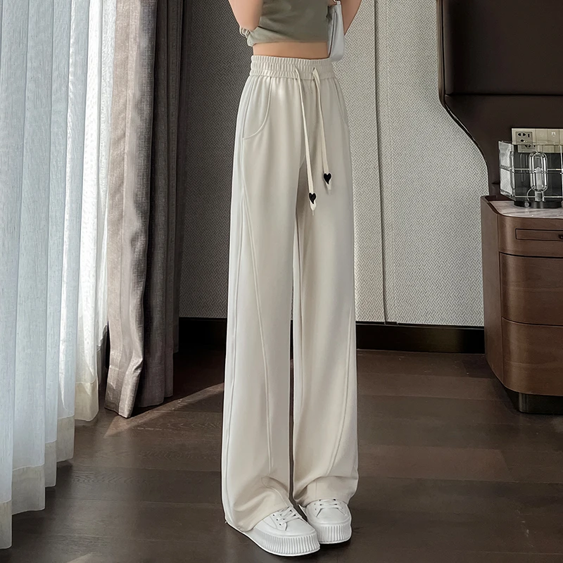 窄版阔腿裤女夏季薄款冰丝直筒香蕉裤小个子百搭休闲运动九分卫裤