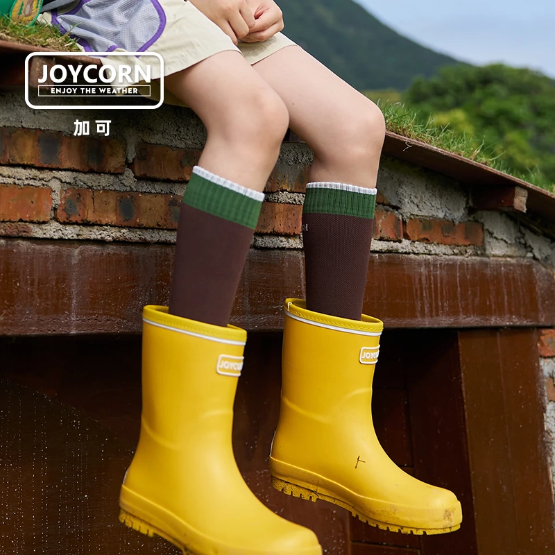 JOYCORN儿童马卡龙雨靴男女童上学防滑雨鞋学生户外出游时尚水鞋