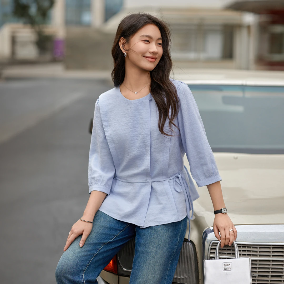 【欧若风轻盈衬衫】纤莉秀大码女装显瘦简约气质优雅时尚衬衫QK0492