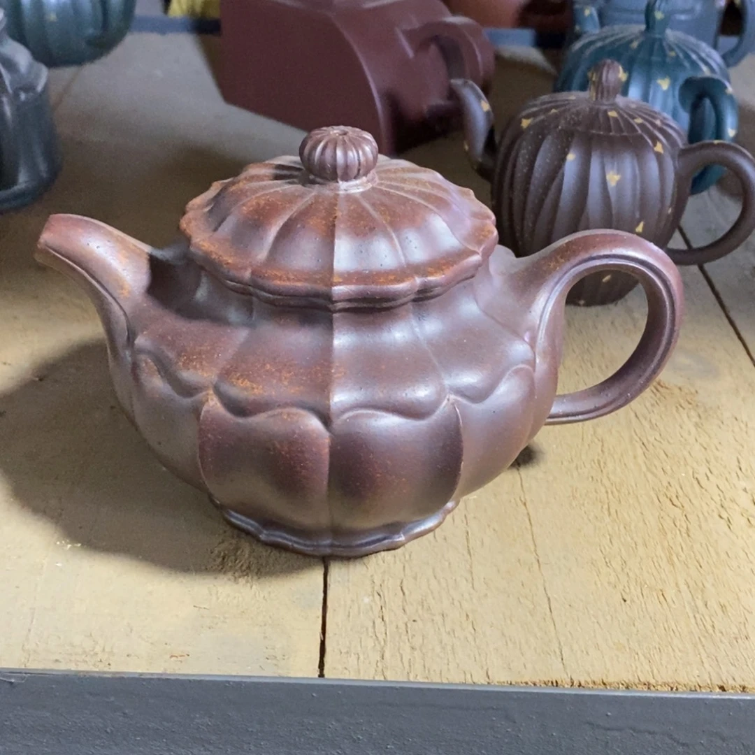紫砂茶壶白27 筋纹掇只