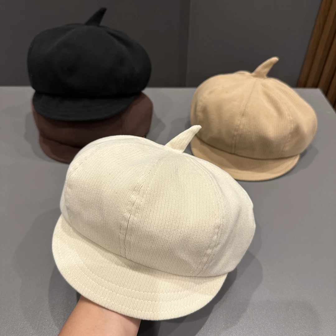 宝宝帽子秋天春秋季儿童贝雷帽纯色男女童八角帽画家帽潮报童帽潮