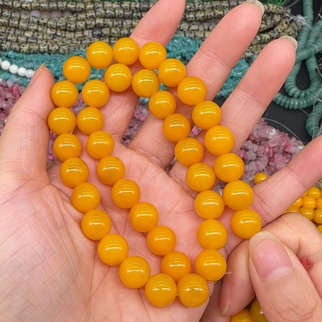 玛瑙/玉髓合金珠宝半成品黄玛瑙10mm一条