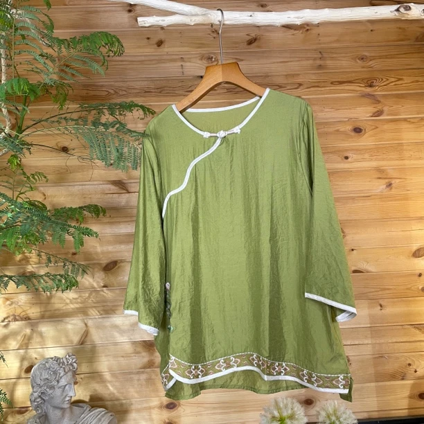 【初见】七分袖长款夏季中国风上衣小衫