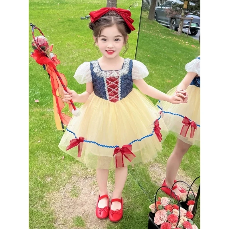女童连衣裙夏装2025新款洋气儿童白雪公主裙小女孩夏季蓬蓬纱裙子