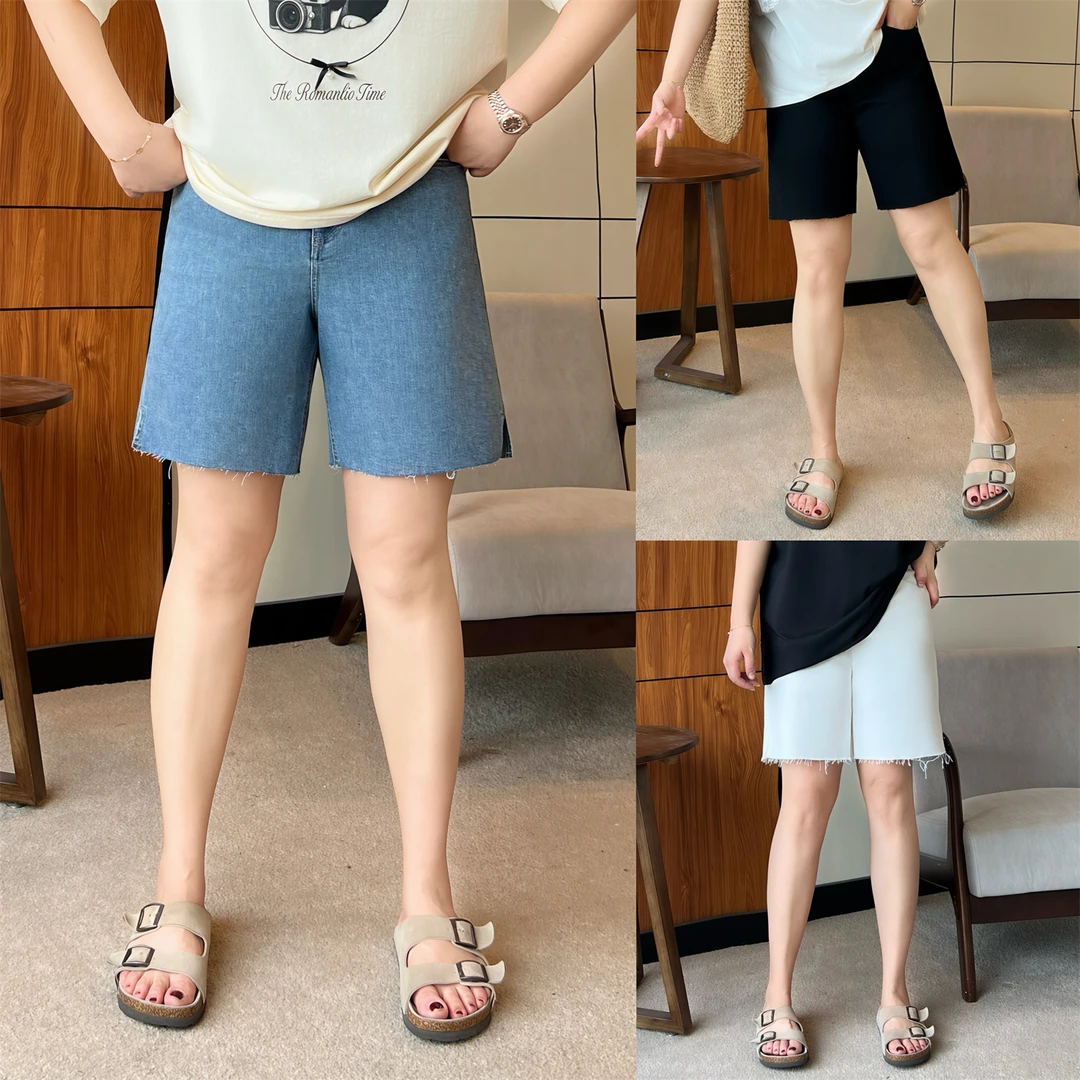 断码捡漏F爱的迫降 / 夏款弹力五分牛仔短裤4306花契大码200斤