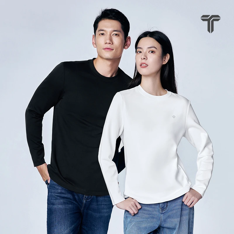 【新年福利 买一送一】李小冉同款热力加绒拼接长袖白小t厚款保暖1