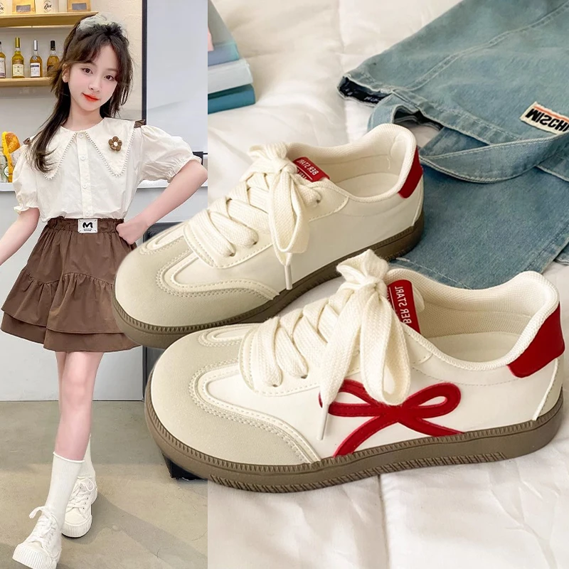 女大童2025新款小众爆款德训鞋中大童春秋百搭软底学生板鞋ins潮