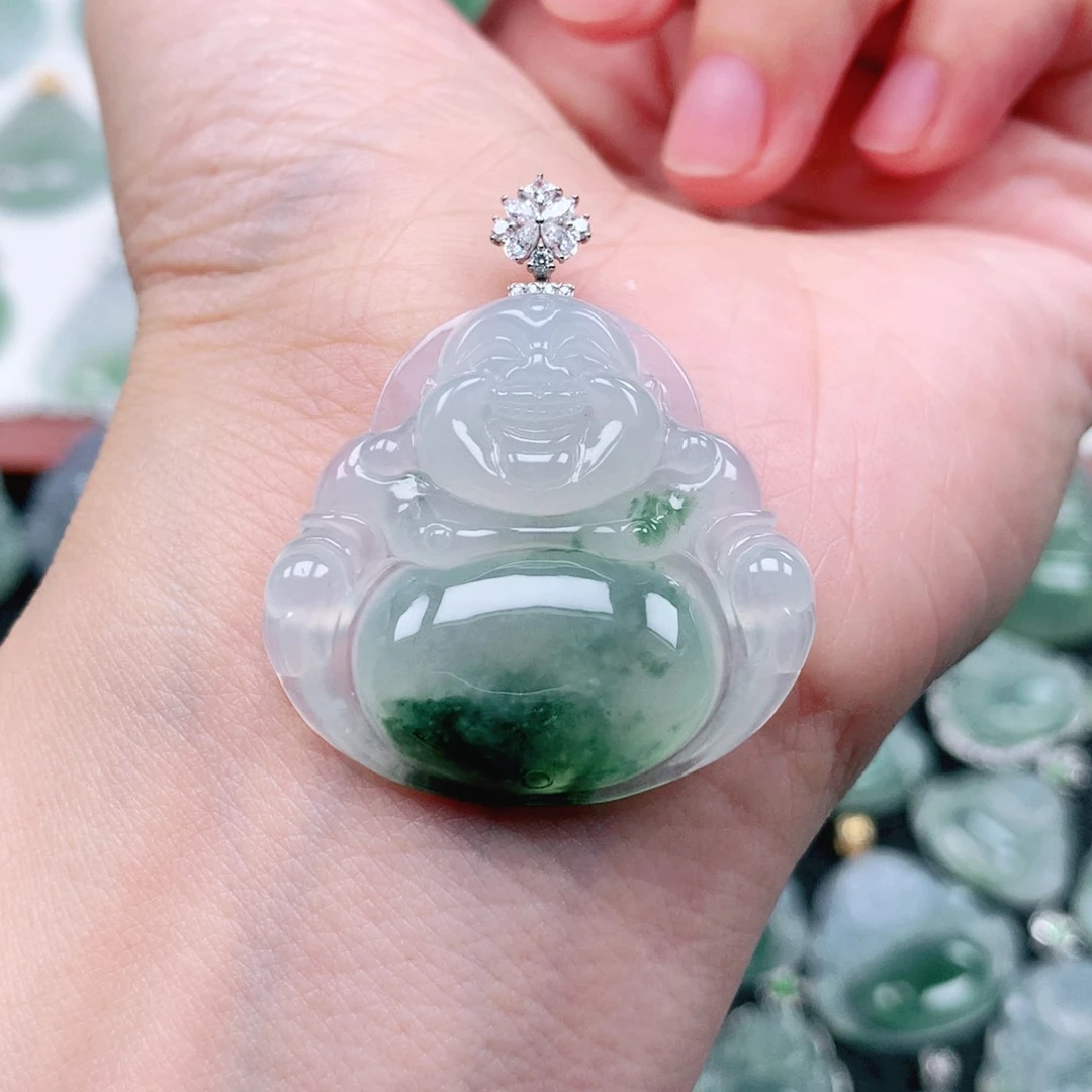 吊坠(不含链)18K金镶嵌翡翠