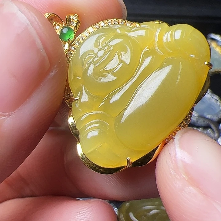 翡翠18K金镶嵌吊坠(不含链)