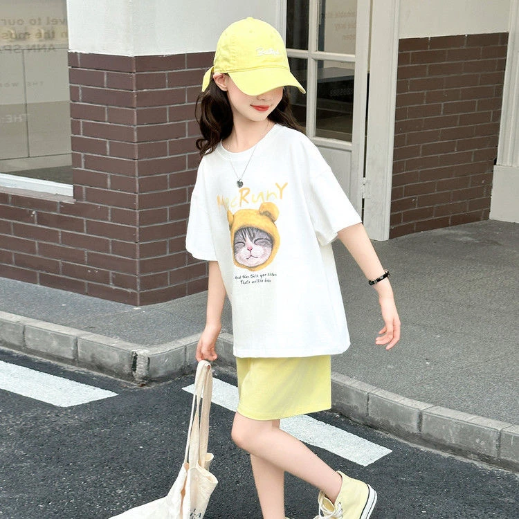 女童套装夏季2025新款儿童宽松短袖夏装运动短裤两件套潮CSC2241